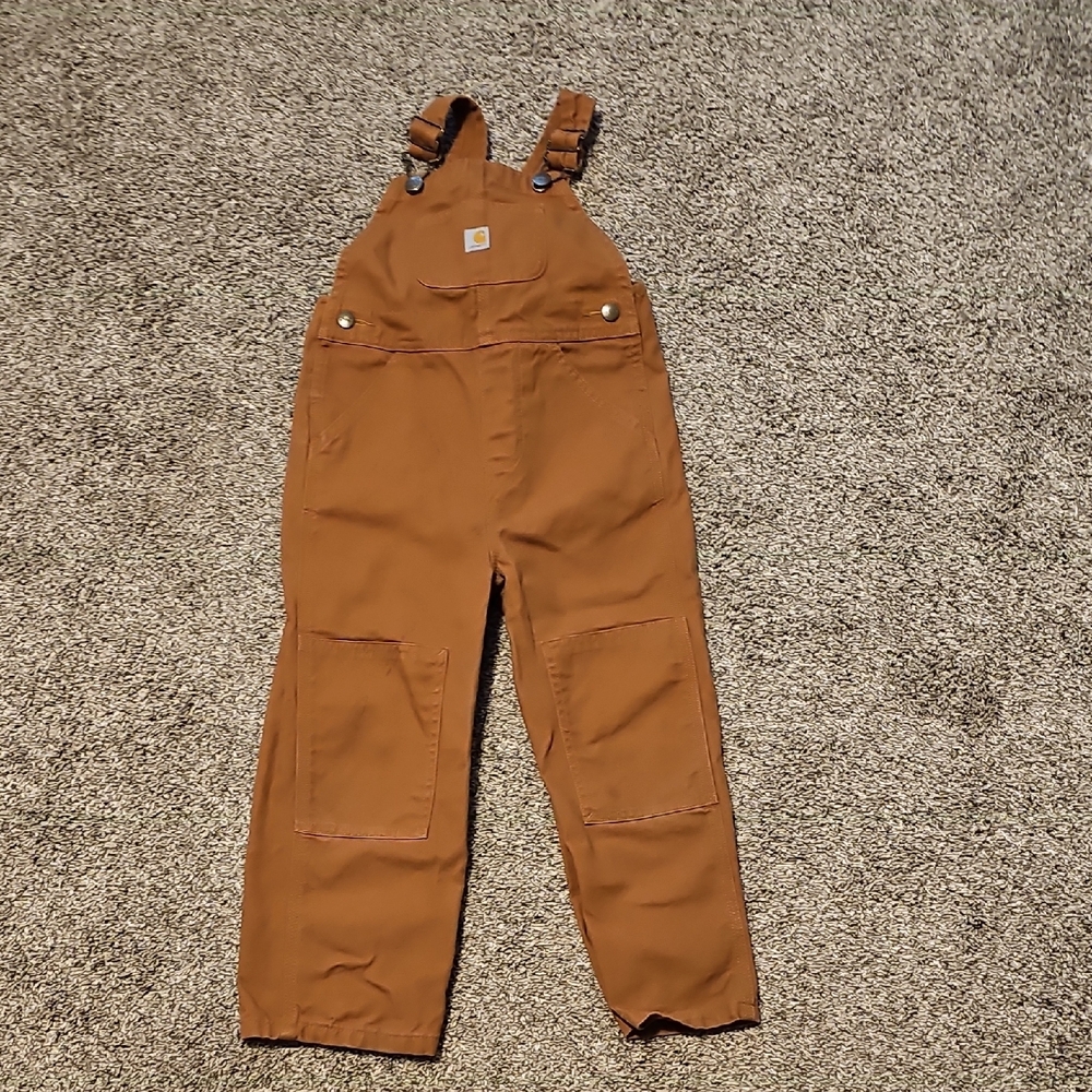 Kids Carhartt Bib Tan Overalls with Front Pockets